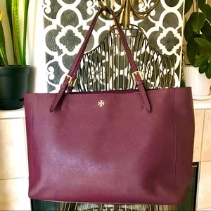 Tory Burch York Large Saffiano Tote in Plum Color